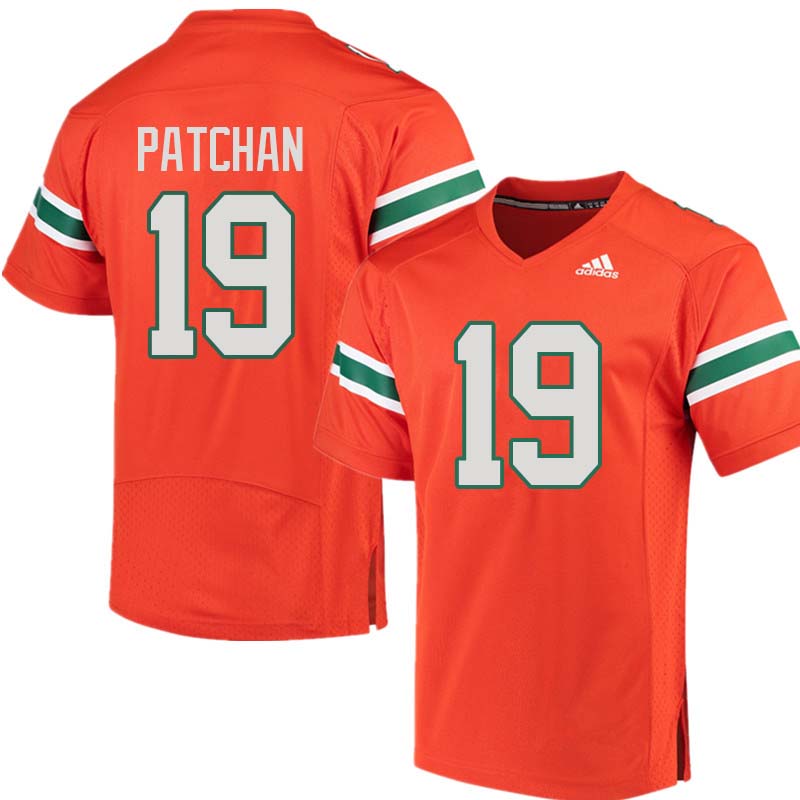 Adidas Miami Hurricanes #19 Scott Patchan College Football Jerseys Sale-Orange